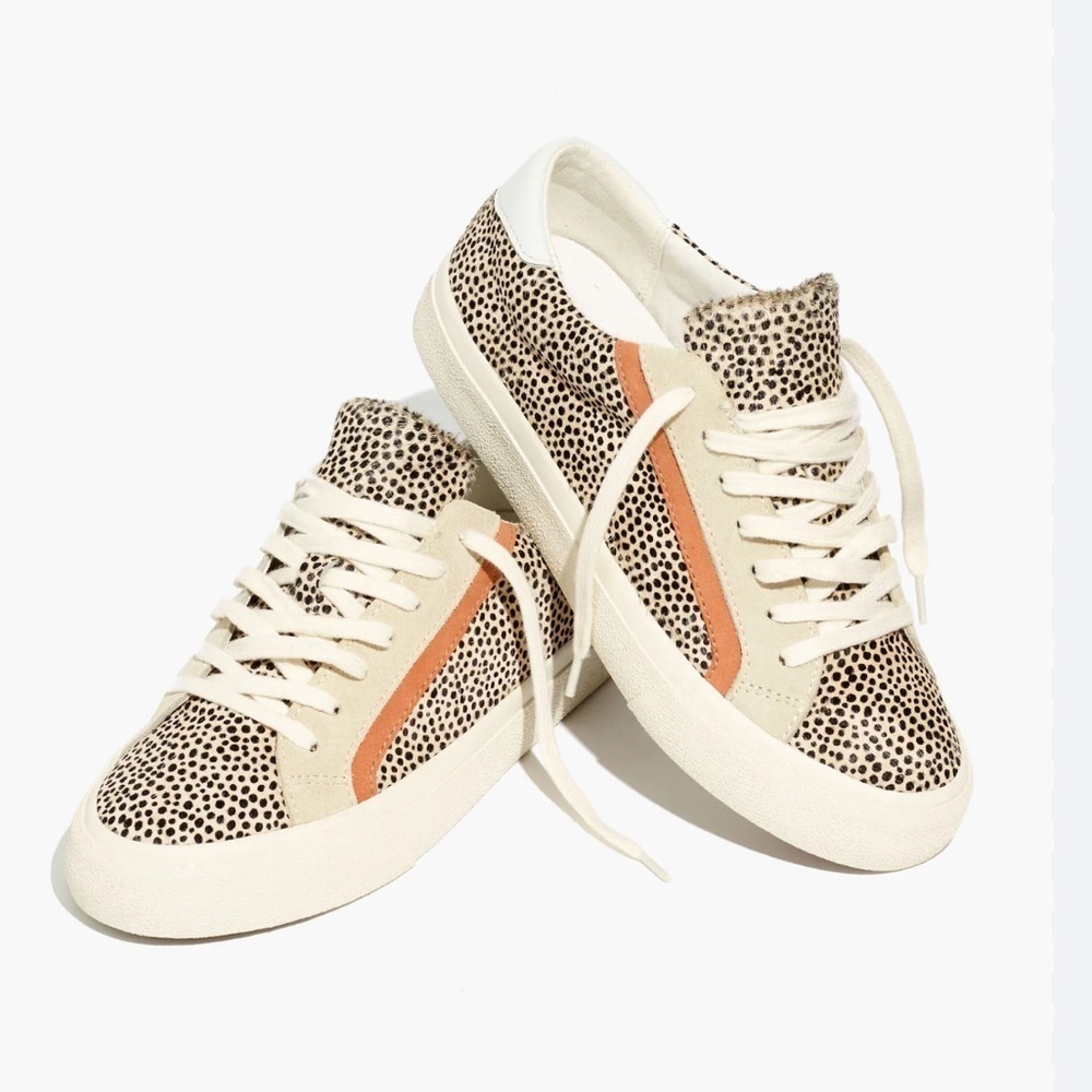 Madewell Sidewalk Low-Top Sneakers in Spotted Calf Hair-Size 7.5